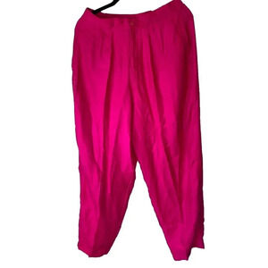 VTG B.G.Street Silk Pants Women’s L Hot Pink Barbiecore Pocket Zipper Button